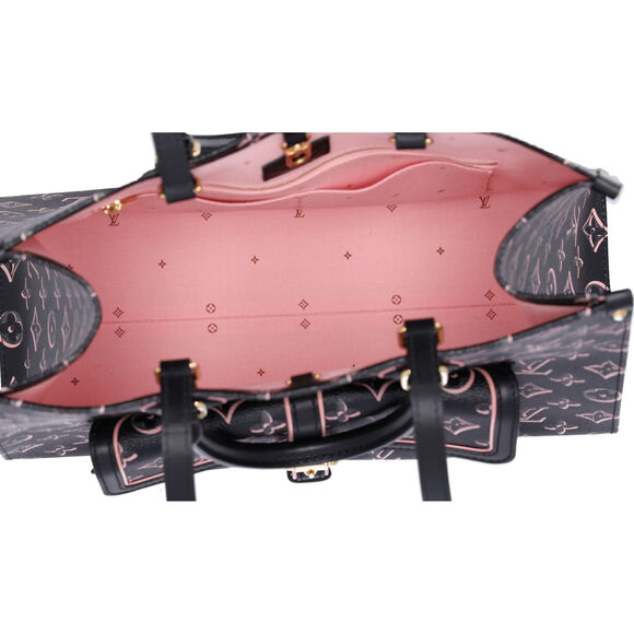 Louis Vuitton Onthego MM Monogram Tote Bag M46154 Noir Monogram Watercolor Pink - Picture 7 of 14